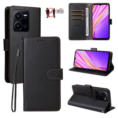 Litchi Texture RFID Blocking 3-Card Wallet Leather Phone Case, For vivo Y39 5G / vivo Y300i, For vivo Y200 India / V30 Lite 5G / V29e, For vivo V40 Lite 4G / 5G IDN / Y300 / Y200 5G, For vivo Y100 IDN / Y200e / T3 / V30 Lite ME                         ...