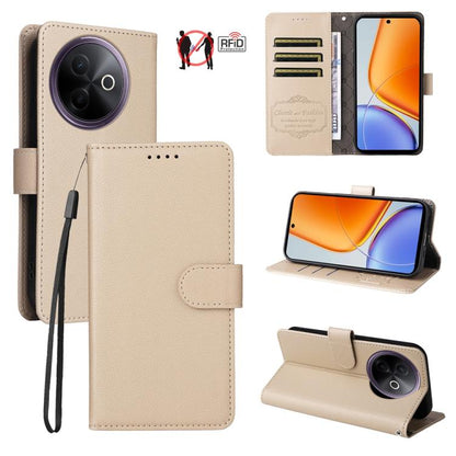 Litchi Texture RFID Blocking 3-Card Wallet Leather Phone Case, For vivo Y39 5G / vivo Y300i, For vivo Y200 India / V30 Lite 5G / V29e, For vivo V40 Lite 4G / 5G IDN / Y300 / Y200 5G, For vivo Y100 IDN / Y200e / T3 / V30 Lite ME                         ...