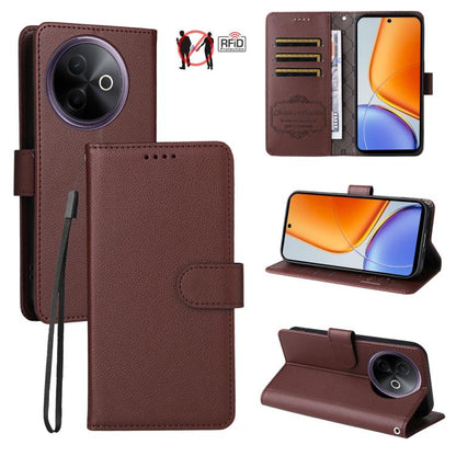 Litchi Texture RFID Blocking 3-Card Wallet Leather Phone Case, For vivo Y39 5G / vivo Y300i, For vivo Y200 India / V30 Lite 5G / V29e, For vivo V40 Lite 4G / 5G IDN / Y300 / Y200 5G, For vivo Y100 IDN / Y200e / T3 / V30 Lite ME                         ...