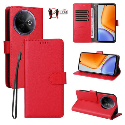 Litchi Texture RFID Blocking 3-Card Wallet Leather Phone Case, For vivo Y39 5G / vivo Y300i, For vivo Y200 India / V30 Lite 5G / V29e, For vivo V40 Lite 4G / 5G IDN / Y300 / Y200 5G, For vivo Y100 IDN / Y200e / T3 / V30 Lite ME                         ...