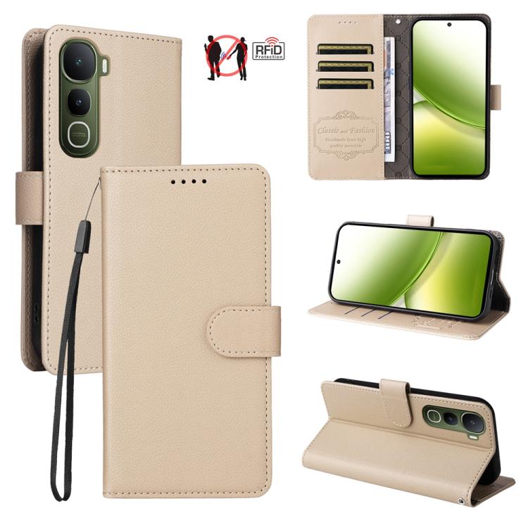 Litchi Texture RFID Blocking 3-Card Wallet Leather Phone Case, For vivo S2 5G / V80 Lite IN/PK, For vivo X300 E 5G, For vivo Y500 4G / iQOO Z11 5G / T5 Pro 5G, For vivo Y600 Pro 5G, For vivo Y21 5G 2026 / vivo Y05 4G, For vivo V70 FE 5G                ...