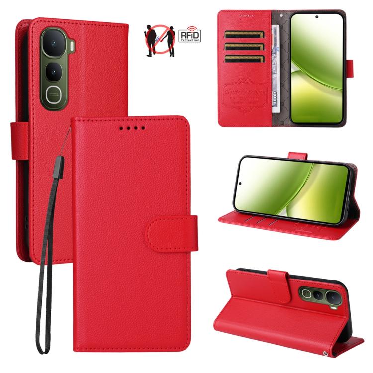 Litchi Texture RFID Blocking 3-Card Wallet Leather Phone Case, For vivo S2 5G / V80 Lite IN/PK, For vivo X300 E 5G, For vivo Y500 4G / iQOO Z11 5G / T5 Pro 5G, For vivo Y600 Pro 5G, For vivo Y21 5G 2026 / vivo Y05 4G, For vivo V70 FE 5G                ...