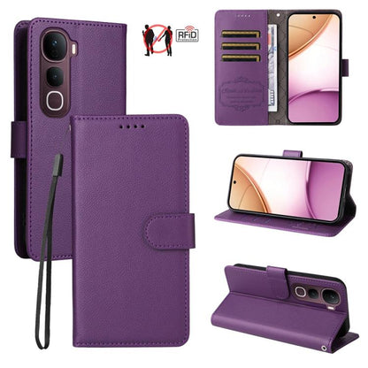 Litchi Texture RFID Blocking 3-Card Wallet Leather Phone Case, For vivo S2 5G / V80 Lite IN/PK, For vivo X300 E 5G, For vivo Y500 4G / iQOO Z11 5G / T5 Pro 5G, For vivo Y600 Pro 5G, For vivo Y21 5G 2026 / vivo Y05 4G, For vivo V70 FE 5G                ...