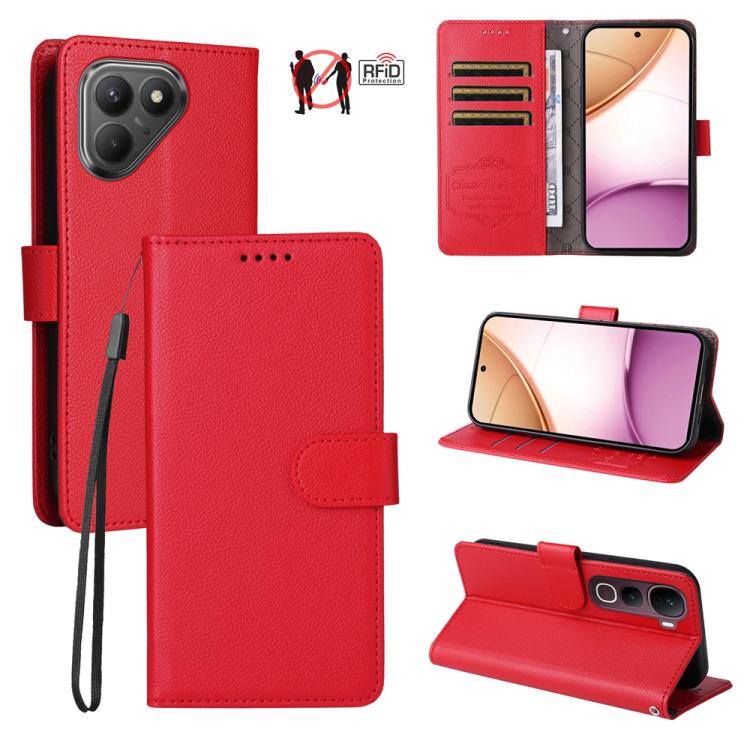 Litchi Texture RFID Blocking 3-Card Wallet Leather Phone Case, For vivo S2 5G / V80 Lite IN/PK, For vivo X300 E 5G, For vivo Y500 4G / iQOO Z11 5G / T5 Pro 5G, For vivo Y600 Pro 5G, For vivo Y21 5G 2026 / vivo Y05 4G, For vivo V70 FE 5G                ...