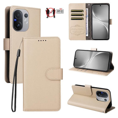 Litchi Texture RFID Blocking 3-Card Wallet Leather Phone Case, For vivo S2 5G / V80 Lite IN/PK, For vivo X300 E 5G, For vivo Y500 4G / iQOO Z11 5G / T5 Pro 5G, For vivo Y600 Pro 5G, For vivo Y21 5G 2026 / vivo Y05 4G, For vivo V70 FE 5G                ...