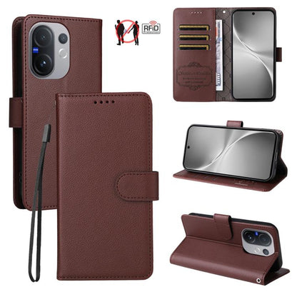 Litchi Texture RFID Blocking 3-Card Wallet Leather Phone Case, For vivo S2 5G / V80 Lite IN/PK, For vivo X300 E 5G, For vivo Y500 4G / iQOO Z11 5G / T5 Pro 5G, For vivo Y600 Pro 5G, For vivo Y21 5G 2026 / vivo Y05 4G, For vivo V70 FE 5G                ...