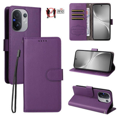 Litchi Texture RFID Blocking 3-Card Wallet Leather Phone Case, For vivo S2 5G / V80 Lite IN/PK, For vivo X300 E 5G, For vivo Y500 4G / iQOO Z11 5G / T5 Pro 5G, For vivo Y600 Pro 5G, For vivo Y21 5G 2026 / vivo Y05 4G, For vivo V70 FE 5G                ...