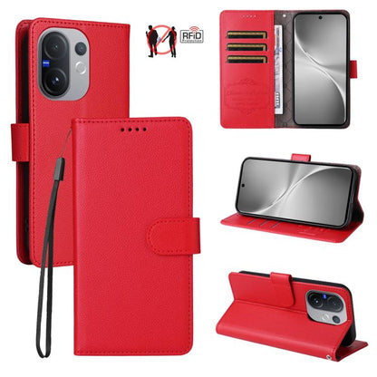 Litchi Texture RFID Blocking 3-Card Wallet Leather Phone Case, For vivo S2 5G / V80 Lite IN/PK, For vivo X300 E 5G, For vivo Y500 4G / iQOO Z11 5G / T5 Pro 5G, For vivo Y600 Pro 5G, For vivo Y21 5G 2026 / vivo Y05 4G, For vivo V70 FE 5G                ...
