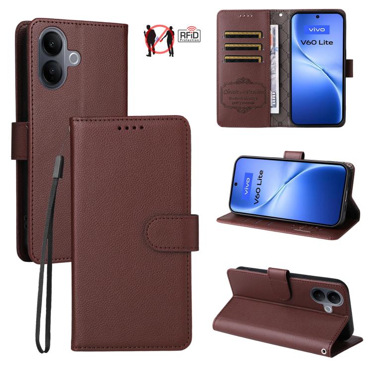 Litchi Texture RFID Blocking 3-Card Wallet Leather Phone Case, For vivo S2 5G / V80 Lite IN/PK, For vivo X300 E 5G, For vivo Y500 4G / iQOO Z11 5G / T5 Pro 5G, For vivo Y600 Pro 5G, For vivo Y21 5G 2026 / vivo Y05 4G, For vivo V70 FE 5G                ...