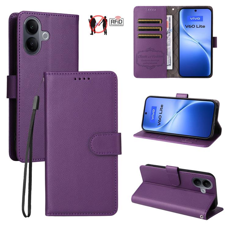 Litchi Texture RFID Blocking 3-Card Wallet Leather Phone Case, For vivo S2 5G / V80 Lite IN/PK, For vivo X300 E 5G, For vivo Y500 4G / iQOO Z11 5G / T5 Pro 5G, For vivo Y600 Pro 5G, For vivo Y21 5G 2026 / vivo Y05 4G, For vivo V70 FE 5G                ...