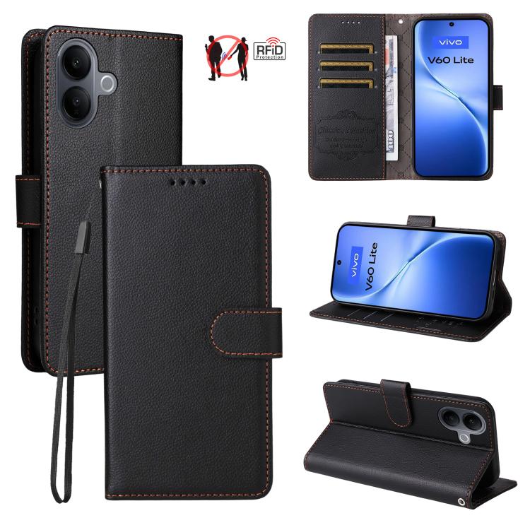 Litchi Texture RFID Blocking 3-Card Wallet Leather Phone Case, For vivo S2 5G / V80 Lite IN/PK, For vivo X300 E 5G, For vivo Y500 4G / iQOO Z11 5G / T5 Pro 5G, For vivo Y600 Pro 5G, For vivo Y21 5G 2026 / vivo Y05 4G, For vivo V70 FE 5G                ...