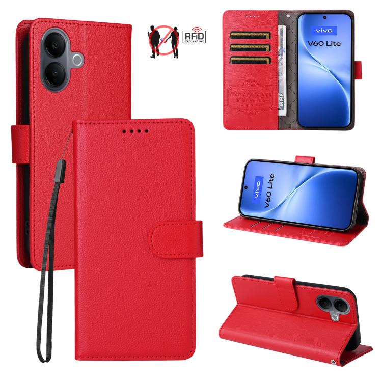 Litchi Texture RFID Blocking 3-Card Wallet Leather Phone Case, For vivo S2 5G / V80 Lite IN/PK, For vivo X300 E 5G, For vivo Y500 4G / iQOO Z11 5G / T5 Pro 5G, For vivo Y600 Pro 5G, For vivo Y21 5G 2026 / vivo Y05 4G, For vivo V70 FE 5G                ...