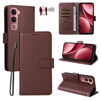 Litchi Texture RFID Blocking 3-Card Wallet Leather Phone Case, For vivo S2 5G / V80 Lite IN/PK, For vivo X300 E 5G, For vivo Y500 4G / iQOO Z11 5G / T5 Pro 5G, For vivo Y600 Pro 5G, For vivo Y21 5G 2026 / vivo Y05 4G, For vivo V70 FE 5G                ...