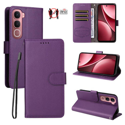 Litchi Texture RFID Blocking 3-Card Wallet Leather Phone Case, For vivo S2 5G / V80 Lite IN/PK, For vivo X300 E 5G, For vivo Y500 4G / iQOO Z11 5G / T5 Pro 5G, For vivo Y600 Pro 5G, For vivo Y21 5G 2026 / vivo Y05 4G, For vivo V70 FE 5G                ...