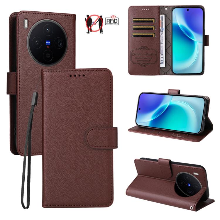 Litchi Texture RFID Blocking 3-Card Wallet Leather Phone Case, For vivo S2 5G / V80 Lite IN/PK, For vivo X300 E 5G, For vivo Y500 4G / iQOO Z11 5G / T5 Pro 5G, For vivo Y600 Pro 5G, For vivo Y21 5G 2026 / vivo Y05 4G, For vivo V70 FE 5G                ...