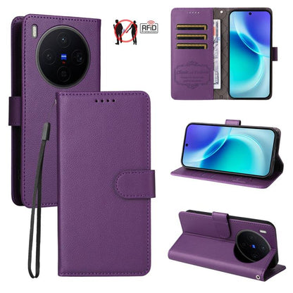 Litchi Texture RFID Blocking 3-Card Wallet Leather Phone Case, For vivo S2 5G / V80 Lite IN/PK, For vivo X300 E 5G, For vivo Y500 4G / iQOO Z11 5G / T5 Pro 5G, For vivo Y600 Pro 5G, For vivo Y21 5G 2026 / vivo Y05 4G, For vivo V70 FE 5G                ...