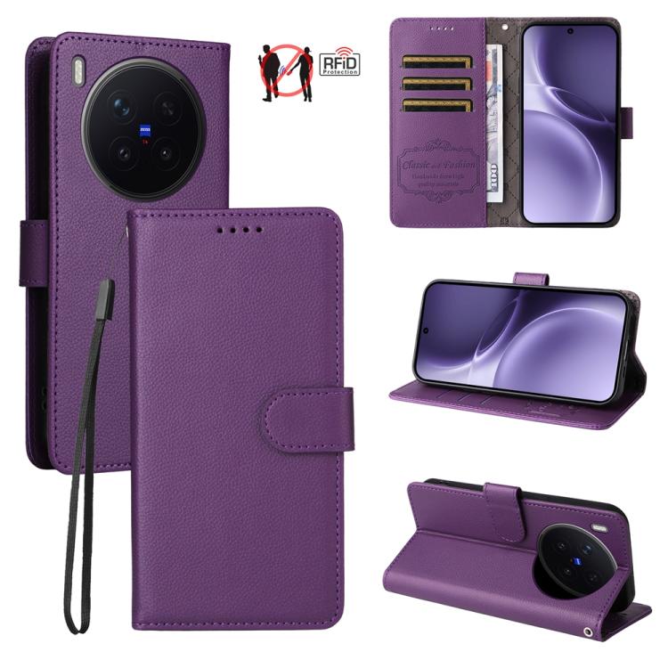 Litchi Texture RFID Blocking 3-Card Wallet Leather Phone Case, For vivo S2 5G / V80 Lite IN/PK, For vivo X300 E 5G, For vivo Y500 4G / iQOO Z11 5G / T5 Pro 5G, For vivo Y600 Pro 5G, For vivo Y21 5G 2026 / vivo Y05 4G, For vivo V70 FE 5G                ...