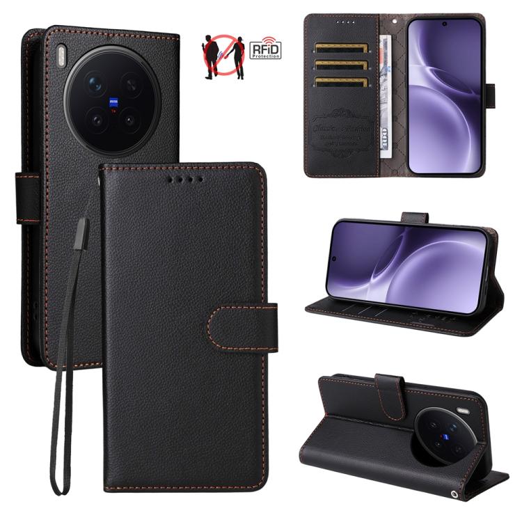 Litchi Texture RFID Blocking 3-Card Wallet Leather Phone Case, For vivo S2 5G / V80 Lite IN/PK, For vivo X300 E 5G, For vivo Y500 4G / iQOO Z11 5G / T5 Pro 5G, For vivo Y600 Pro 5G, For vivo Y21 5G 2026 / vivo Y05 4G, For vivo V70 FE 5G                ...