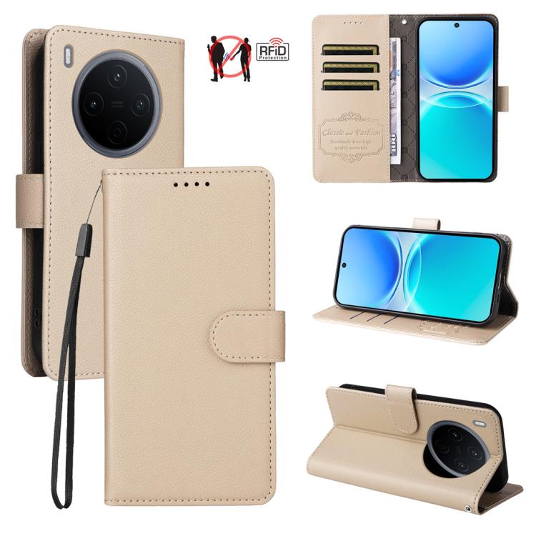 Litchi Texture RFID Blocking 3-Card Wallet Leather Phone Case, For vivo S2 5G / V80 Lite IN/PK, For vivo X300 E 5G, For vivo Y500 4G / iQOO Z11 5G / T5 Pro 5G, For vivo Y600 Pro 5G, For vivo Y21 5G 2026 / vivo Y05 4G, For vivo V70 FE 5G                ...