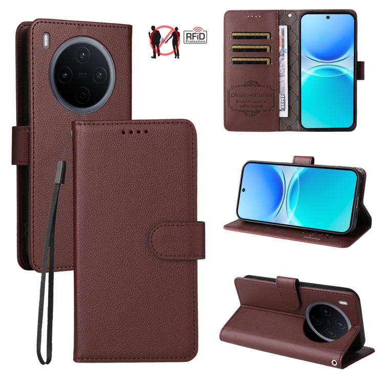 Litchi Texture RFID Blocking 3-Card Wallet Leather Phone Case, For vivo S2 5G / V80 Lite IN/PK, For vivo X300 E 5G, For vivo Y500 4G / iQOO Z11 5G / T5 Pro 5G, For vivo Y600 Pro 5G, For vivo Y21 5G 2026 / vivo Y05 4G, For vivo V70 FE 5G                ...