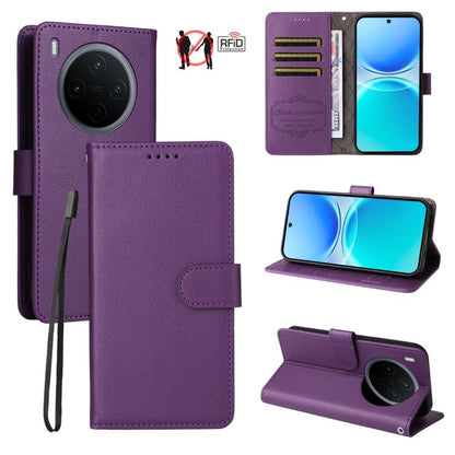 Litchi Texture RFID Blocking 3-Card Wallet Leather Phone Case, For vivo S2 5G / V80 Lite IN/PK, For vivo X300 E 5G, For vivo Y500 4G / iQOO Z11 5G / T5 Pro 5G, For vivo Y600 Pro 5G, For vivo Y21 5G 2026 / vivo Y05 4G, For vivo V70 FE 5G                ...