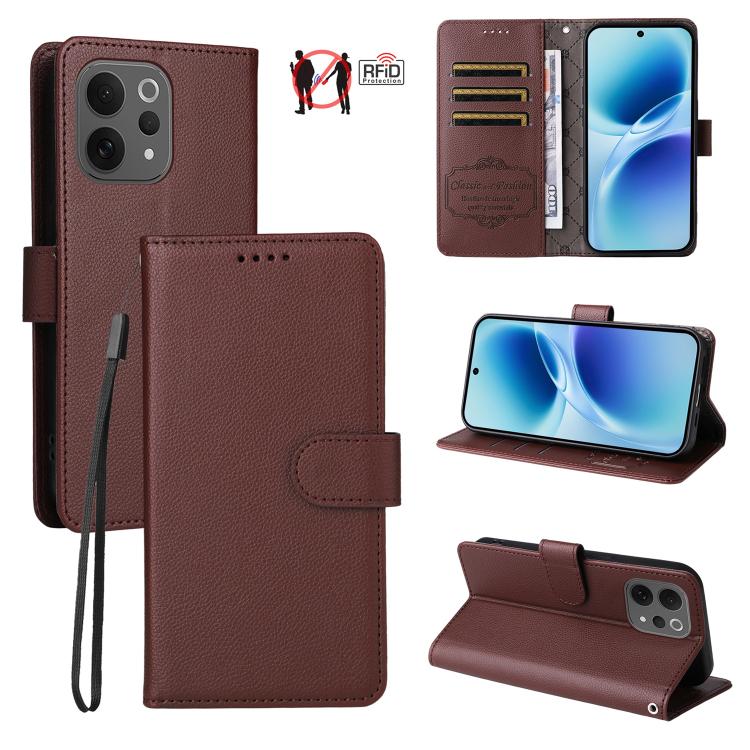 Litchi Texture RFID Blocking 3-Card Wallet Leather Phone Case, For vivo S2 5G / V80 Lite IN/PK, For vivo X300 E 5G, For vivo Y500 4G / iQOO Z11 5G / T5 Pro 5G, For vivo Y600 Pro 5G, For vivo Y21 5G 2026 / vivo Y05 4G, For vivo V70 FE 5G                ...