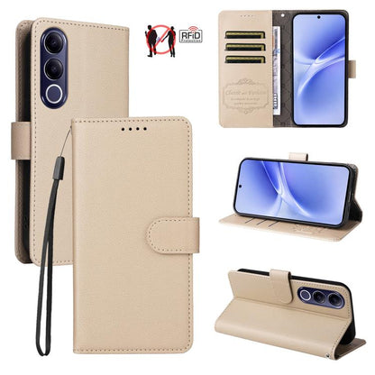 Litchi Texture RFID Blocking 3-Card Wallet Leather Phone Case, For vivo S2 5G / V80 Lite IN/PK, For vivo X300 E 5G, For vivo Y500 4G / iQOO Z11 5G / T5 Pro 5G, For vivo Y600 Pro 5G, For vivo Y21 5G 2026 / vivo Y05 4G, For vivo V70 FE 5G                ...