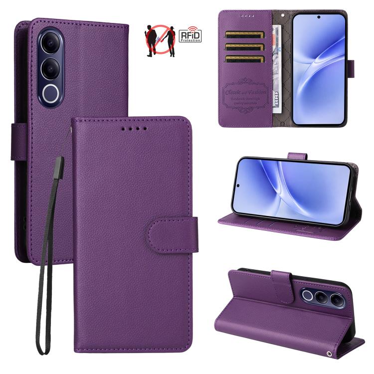 Litchi Texture RFID Blocking 3-Card Wallet Leather Phone Case, For vivo S2 5G / V80 Lite IN/PK, For vivo X300 E 5G, For vivo Y500 4G / iQOO Z11 5G / T5 Pro 5G, For vivo Y600 Pro 5G, For vivo Y21 5G 2026 / vivo Y05 4G, For vivo V70 FE 5G                ...