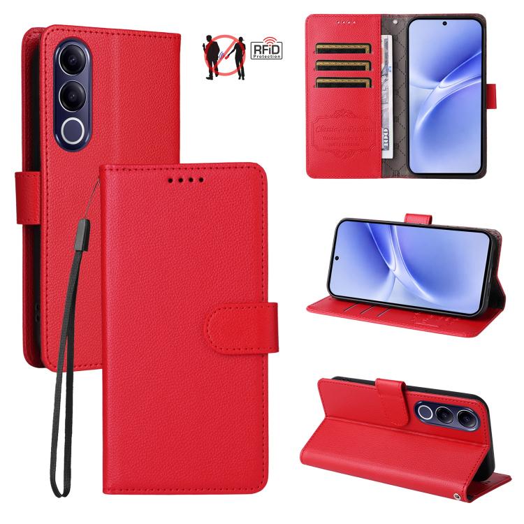 Litchi Texture RFID Blocking 3-Card Wallet Leather Phone Case, For vivo S2 5G / V80 Lite IN/PK, For vivo X300 E 5G, For vivo Y500 4G / iQOO Z11 5G / T5 Pro 5G, For vivo Y600 Pro 5G, For vivo Y21 5G 2026 / vivo Y05 4G, For vivo V70 FE 5G                ...