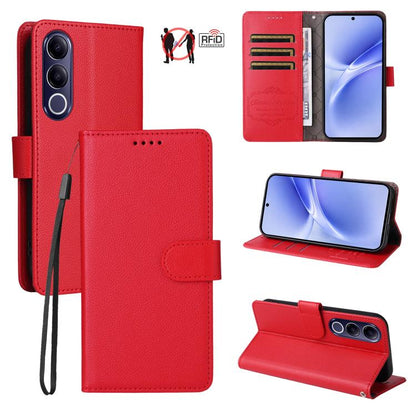 Litchi Texture RFID Blocking 3-Card Wallet Leather Phone Case, For vivo S2 5G / V80 Lite IN/PK, For vivo X300 E 5G, For vivo Y500 4G / iQOO Z11 5G / T5 Pro 5G, For vivo Y600 Pro 5G, For vivo Y21 5G 2026 / vivo Y05 4G, For vivo V70 FE 5G                ...