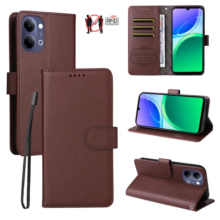 Litchi Texture RFID Blocking 3-Card Wallet Leather Phone Case, For vivo S2 5G / V80 Lite IN/PK, For vivo X300 E 5G, For vivo Y500 4G / iQOO Z11 5G / T5 Pro 5G, For vivo Y600 Pro 5G, For vivo Y21 5G 2026 / vivo Y05 4G, For vivo V70 FE 5G                ...