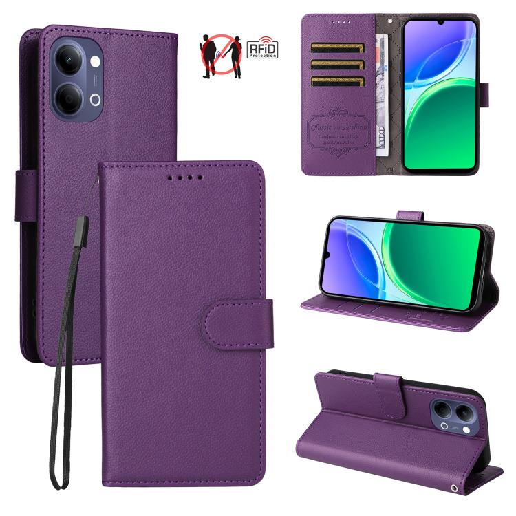 Litchi Texture RFID Blocking 3-Card Wallet Leather Phone Case, For vivo S2 5G / V80 Lite IN/PK, For vivo X300 E 5G, For vivo Y500 4G / iQOO Z11 5G / T5 Pro 5G, For vivo Y600 Pro 5G, For vivo Y21 5G 2026 / vivo Y05 4G, For vivo V70 FE 5G                ...