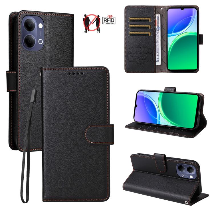 Litchi Texture RFID Blocking 3-Card Wallet Leather Phone Case, For vivo S2 5G / V80 Lite IN/PK, For vivo X300 E 5G, For vivo Y500 4G / iQOO Z11 5G / T5 Pro 5G, For vivo Y600 Pro 5G, For vivo Y21 5G 2026 / vivo Y05 4G, For vivo V70 FE 5G                ...