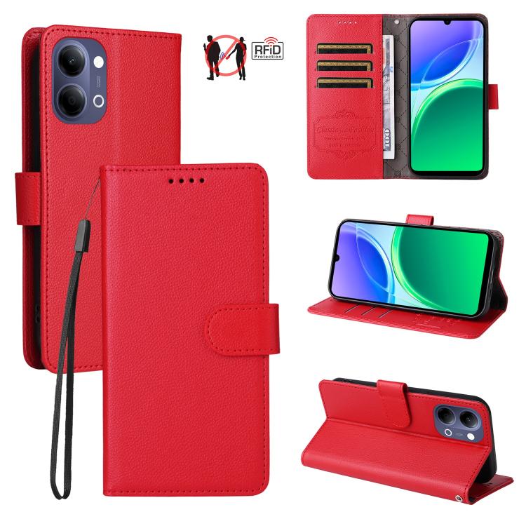Litchi Texture RFID Blocking 3-Card Wallet Leather Phone Case, For vivo S2 5G / V80 Lite IN/PK, For vivo X300 E 5G, For vivo Y500 4G / iQOO Z11 5G / T5 Pro 5G, For vivo Y600 Pro 5G, For vivo Y21 5G 2026 / vivo Y05 4G, For vivo V70 FE 5G                ...