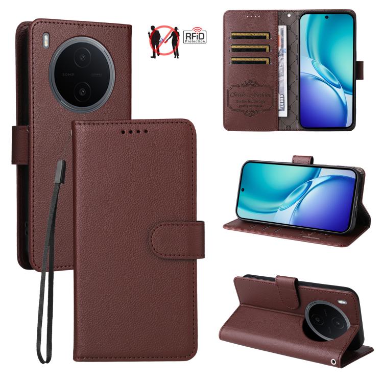 Litchi Texture RFID Blocking 3-Card Wallet Leather Phone Case, For vivo S2 5G / V80 Lite IN/PK, For vivo X300 E 5G, For vivo Y500 4G / iQOO Z11 5G / T5 Pro 5G, For vivo Y600 Pro 5G, For vivo Y21 5G 2026 / vivo Y05 4G, For vivo V70 FE 5G                ...