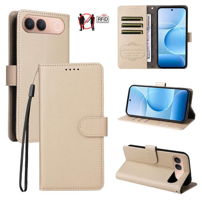Litchi Texture RFID Blocking 3-Card Wallet Leather Phone Case, For vivo S2 5G / V80 Lite IN/PK, For vivo X300 E 5G, For vivo Y500 4G / iQOO Z11 5G / T5 Pro 5G, For vivo Y600 Pro 5G, For vivo Y21 5G 2026 / vivo Y05 4G, For vivo V70 FE 5G                ...