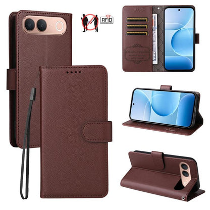 Litchi Texture RFID Blocking 3-Card Wallet Leather Phone Case, For vivo S2 5G / V80 Lite IN/PK, For vivo X300 E 5G, For vivo Y500 4G / iQOO Z11 5G / T5 Pro 5G, For vivo Y600 Pro 5G, For vivo Y21 5G 2026 / vivo Y05 4G, For vivo V70 FE 5G                ...