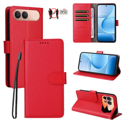 Litchi Texture RFID Blocking 3-Card Wallet Leather Phone Case, For vivo S2 5G / V80 Lite IN/PK, For vivo X300 E 5G, For vivo Y500 4G / iQOO Z11 5G / T5 Pro 5G, For vivo Y600 Pro 5G, For vivo Y21 5G 2026 / vivo Y05 4G, For vivo V70 FE 5G                ...