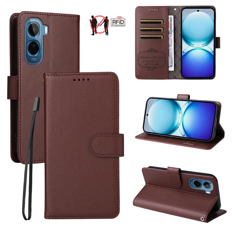 Litchi Texture RFID Blocking 3-Card Wallet Leather Phone Case, For vivo S2 5G / V80 Lite IN/PK, For vivo X300 E 5G, For vivo Y500 4G / iQOO Z11 5G / T5 Pro 5G, For vivo Y600 Pro 5G, For vivo Y21 5G 2026 / vivo Y05 4G, For vivo V70 FE 5G                ...