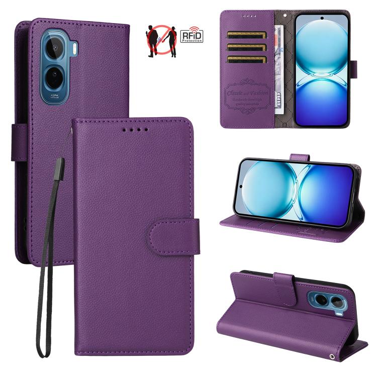 Litchi Texture RFID Blocking 3-Card Wallet Leather Phone Case, For vivo S2 5G / V80 Lite IN/PK, For vivo X300 E 5G, For vivo Y500 4G / iQOO Z11 5G / T5 Pro 5G, For vivo Y600 Pro 5G, For vivo Y21 5G 2026 / vivo Y05 4G, For vivo V70 FE 5G                ...