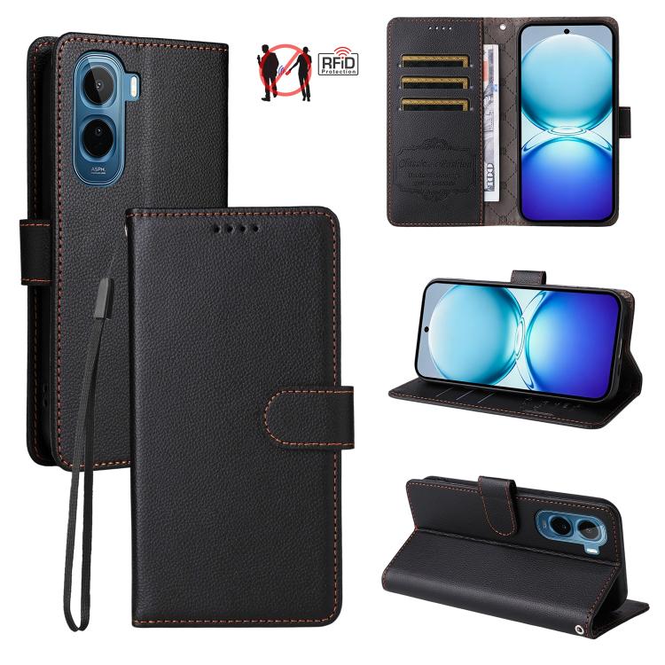 Litchi Texture RFID Blocking 3-Card Wallet Leather Phone Case, For vivo S2 5G / V80 Lite IN/PK, For vivo X300 E 5G, For vivo Y500 4G / iQOO Z11 5G / T5 Pro 5G, For vivo Y600 Pro 5G, For vivo Y21 5G 2026 / vivo Y05 4G, For vivo V70 FE 5G                ...