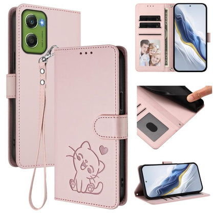 Embossed Heart Cat Leather Phone Case with Hand Strap, For Motorola Moto G Max / G87 / G77 / G67, For Motorola Moto G47 5G / G37 / G37 Power 5G, For Motorola Edge 70 Pro 5G, For Motorola Moto X70 Air Pro / Signature 5G                                  ...