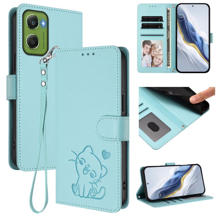 Embossed Heart Cat Leather Phone Case with Hand Strap, For Motorola Moto G Max / G87 / G77 / G67, For Motorola Moto G47 5G / G37 / G37 Power 5G, For Motorola Edge 70 Pro 5G, For Motorola Moto X70 Air Pro / Signature 5G                                  ...