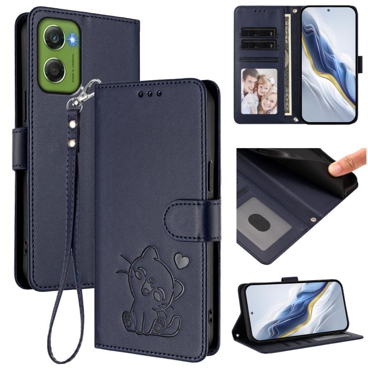 Embossed Heart Cat Leather Phone Case with Hand Strap, For Motorola Moto G Max / G87 / G77 / G67, For Motorola Moto G47 5G / G37 / G37 Power 5G, For Motorola Edge 70 Pro 5G, For Motorola Moto X70 Air Pro / Signature 5G                                  ...