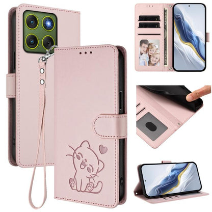 Embossed Heart Cat Leather Phone Case with Hand Strap, For Motorola Moto G Max / G87 / G77 / G67, For Motorola Moto G47 5G / G37 / G37 Power 5G, For Motorola Edge 70 Pro 5G, For Motorola Moto X70 Air Pro / Signature 5G                                  ...