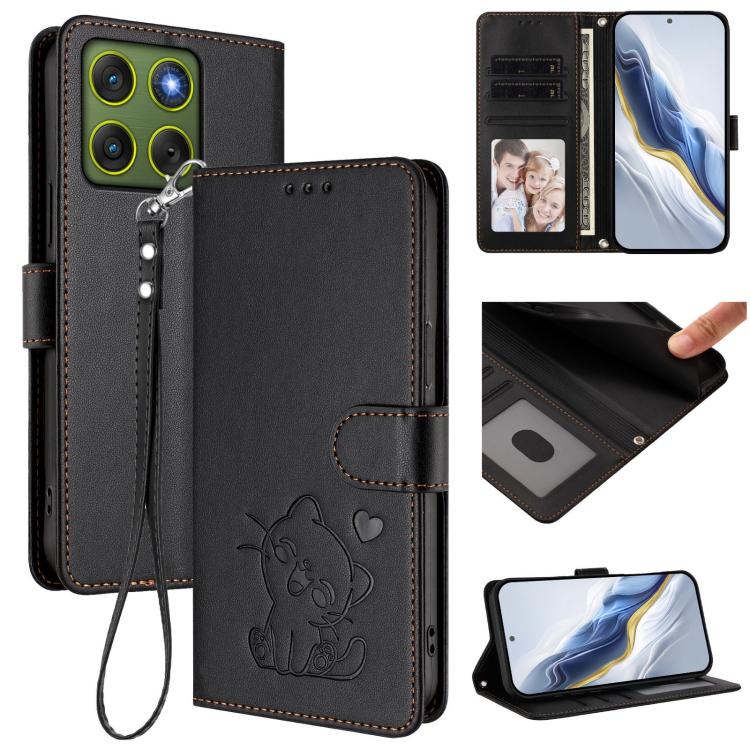 Embossed Heart Cat Leather Phone Case with Hand Strap, For Motorola Moto G Max / G87 / G77 / G67, For Motorola Moto G47 5G / G37 / G37 Power 5G, For Motorola Edge 70 Pro 5G, For Motorola Moto X70 Air Pro / Signature 5G                                  ...