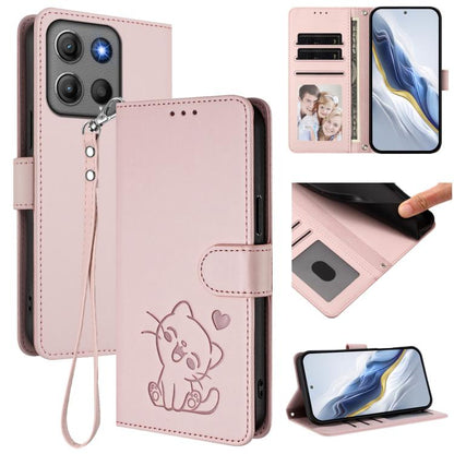 Embossed Heart Cat Leather Phone Case with Hand Strap, For Motorola Moto G Max / G87 / G77 / G67, For Motorola Moto G47 5G / G37 / G37 Power 5G, For Motorola Edge 70 Pro 5G, For Motorola Moto X70 Air Pro / Signature 5G                                  ...