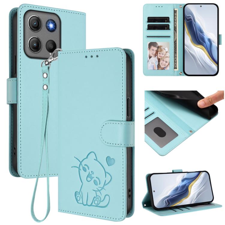 Embossed Heart Cat Leather Phone Case with Hand Strap, For Motorola Moto G Max / G87 / G77 / G67, For Motorola Moto G47 5G / G37 / G37 Power 5G, For Motorola Edge 70 Pro 5G, For Motorola Moto X70 Air Pro / Signature 5G                                  ...