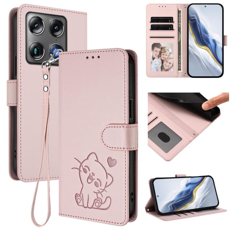 Embossed Heart Cat Leather Phone Case with Hand Strap, For Motorola Moto G Max / G87 / G77 / G67, For Motorola Moto G47 5G / G37 / G37 Power 5G, For Motorola Edge 70 Pro 5G, For Motorola Moto X70 Air Pro / Signature 5G                                  ...