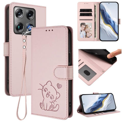 Embossed Heart Cat Leather Phone Case with Hand Strap, For Motorola Moto G Max / G87 / G77 / G67, For Motorola Moto G47 5G / G37 / G37 Power 5G, For Motorola Edge 70 Pro 5G, For Motorola Moto X70 Air Pro / Signature 5G                                  ...